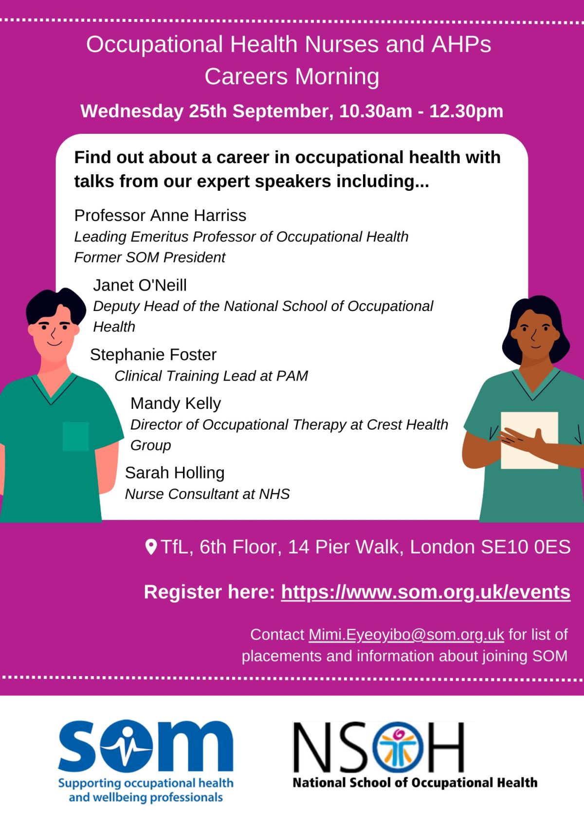 Occupational Health Nurses and AHPs Careers Morning – Wednesday 25th September